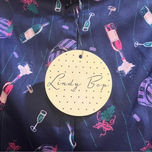 Lindy Bop 50’s Pinup Dress Fit & Flare Sweetheart Neckline Blue Wine Party Sz 4 - Picture 6 of 10